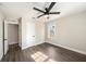 Bright bedroom with ceiling fan and wood-look flooring at 4809 11Th S Ave, St Petersburg, FL 33711