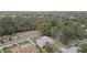 Aerial view of a house nestled in a tree-lined residential area at 970 Rolling Hills Dr, Palm Harbor, FL 34683