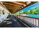 Covered patio overlooking the community pool at 970 Rolling Hills Dr, Palm Harbor, FL 34683