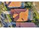 Top-down view of house with tile roof and pool at 18817 Avenue Biarritz, Lutz, FL 33558