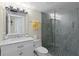 Clean bathroom with a walk-in shower and pebble floor at 3301 Bayshore Blvd # 1908B, Tampa, FL 33629