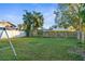 Spacious backyard with grassy area, wooden fence, and playset at 3436 51St N Ave, St Petersburg, FL 33714