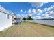 Backyard with grassy area and fence at 35216 Dodie Dr, Zephyrhills, FL 33541