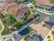 Aerial view of a house community, showing houses with red tile roofs and palm trees at 4943 Grand Oak Cir, Madeira Beach, FL 33708