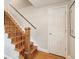 Wooden staircase with a classic design at 8304 Sandstone Ct, Tampa, FL 33615