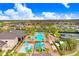 Aerial view of community pool and water park at 2756 Tarragona Way, Wesley Chapel, FL 33543