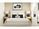 Bright bedroom with a queen bed, nightstands, and stylish decor at 13024 Calcite Blue Ave, Wimauma, FL 33598