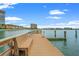 Private dock with wooden bench, offering scenic waterfront views at 5108 Brittany S Dr # 506, St Petersburg, FL 33715
