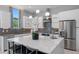 Modern kitchen featuring a large island, stainless steel appliances, and sleek cabinetry at 7602 Antilla St, Tampa, FL 33625