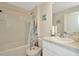 Clean bathroom with shower/tub combo, toilet and vanity at 1663 Hazy Sea Dr, Plant City, FL 33565