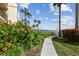 Waterfront community with a manicured path and tropical foliage at 7550 Sunshine Skyway S Ln # T48, St Petersburg, FL 33711