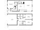 Two-story floor plan with two bedrooms, two baths, and a garage at 5727 Desert Rose Pl, Tampa, FL 33615