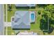 Bird's-eye view showing house, pool, and surrounding landscape at 10328 Henderson St, Spring Hill, FL 34608