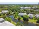 Aerial view of townhomes near a pond at 521 Harbor Ridge Dr, Palm Harbor, FL 34683