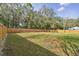 Large, fenced backyard with mature trees and grassy area at 6103 Fairway Dr, Ridge Manor, FL 33523