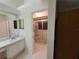 Bathroom with single vanity and a shower stall at 9305 Haas Dr, Hudson, FL 34669