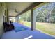 Relaxing covered patio overlooking a lush green backyard at 26888 Fiddlewood Loop, Wesley Chapel, FL 33544