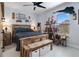 Bedroom with rustic wooden bed, shelving and a ceiling fan at 3276 Sea Grape Dr, Hernando Beach, FL 34607