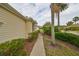 Neatly landscaped side yard with walkway and lush greenery at 2620 Newcomb Ct, Sun City Center, FL 33573