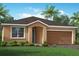 One-story home with brown garage door and teal front door at 5025 124Th E Ave, Parrish, FL 34219