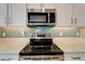 Stainless steel microwave and range in modern kitchen at 16820 Anchor Root St, Wimauma, FL 33598