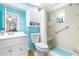 Clean bathroom, featuring a shower/tub combo and a vanity at 3466 Maclaren Dr, Palm Harbor, FL 34684