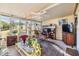 Relaxing enclosed Florida room with seating, TV, and view of backyard at 37340 Neukom Ave, Zephyrhills, FL 33541