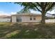 Back of house showing sliding glass doors and yard at 24311 Breezy Oak Ct, Lutz, FL 33559