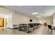 Spacious classroom with multiple tables and chairs, projector, and screen at 2460 Persian Dr # 26, Clearwater, FL 33763