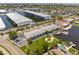 Panoramic aerial view of the waterfront condo, marina, and nearby residential area at 3717 46Th S Ave # 6, St Petersburg, FL 33711