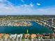 Aerial view of waterfront community showcasing the home's desirable location at 6015 Kipps Colony E Dr, Gulfport, FL 33707