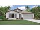 One-story home with gray siding, brown roof, and landscaping at 108 Lilyan Ct, Rotonda West, FL 33947