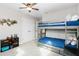 Cozy bedroom with bunk beds, soft carpet, closet, and a ceiling fan at 14672 Horse Trot Rd, Lithia, FL 33547