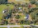An aerial view showing the property lines and the home's location in a rural setting at 4501 Keene Rd, Plant City, FL 33565
