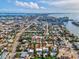 An aerial view shows the home and its proximity to the water at 529 80Th Ave, St Pete Beach, FL 33706