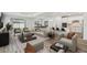 Bright, open-concept living room featuring modern furnishings, a sleek kitchen, and a dining area with ample natural light at 4202 Big Sky Dr, Spring Hill, FL 34604