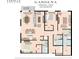 Detailed floor plan showcasing a three-bedroom, three-bath home with an open living and dining area, balcony, and spacious bedrooms at 600 3Rd S Ave # 405, St Petersburg, FL 33701