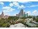 Stunning aerial view showcasing the city skyline, lush greenery, and charming neighborhood streets under a bright sky at 700 Beach Ne Dr # 805, St Petersburg, FL 33701