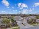 Two-story home with double garage and pond view; community view in background at 19315 Hawk Valley Dr, Tampa, FL 33647