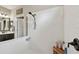 Shower with white subway tile and modern fixtures at 19315 Hawk Valley Dr, Tampa, FL 33647