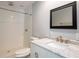 Simple bathroom with shower, toilet and vanity at 12417 84Th Way, Largo, FL 33773