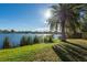 Peaceful lakefront property with mature palm trees at 12417 84Th Way, Largo, FL 33773