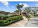Community pool area featuring lush landscaping, palm trees, and a covered structure for relaxing by the water at 2679 Sabal Springs Cir # 203, Clearwater, FL 33761