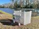 Peaceful lake view with alligator warning sign at 9336 Villa Entrada, New Port Richey, FL 34655