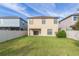 View of home from backyard with fenced yard at 10147 Newminster Loop, Ruskin, FL 33573