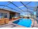 Inviting pool area featuring a screened enclosure, comfortable seating, and a perfect spot for outdoor relaxation and entertainment at 3406 Ranchdale Dr, Plant City, FL 33566