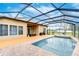 Back exterior shows patio and pool with screened enclosure and outdoor furniture at 3406 Ranchdale Dr, Plant City, FL 33566