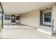 This cozy covered patio features a concrete floor and provides an excellent outdoor space at 35934 Verano Ln, Zephyrhills, FL 33541