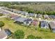 Aerial view of homes with fenced yards and pools in a Gathering-friendly neighborhood at 4735 Rolling Green Dr, Wesley Chapel, FL 33543