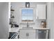 A well-lit kitchen sink area featuring white countertops, and a window with scenic views at 4939 Floramar Ter # 501, New Port Richey, FL 34652